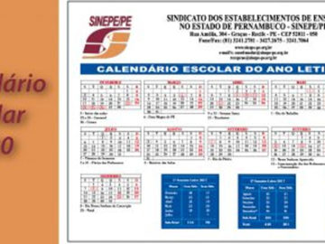 Disponível calendário escolar 2020
